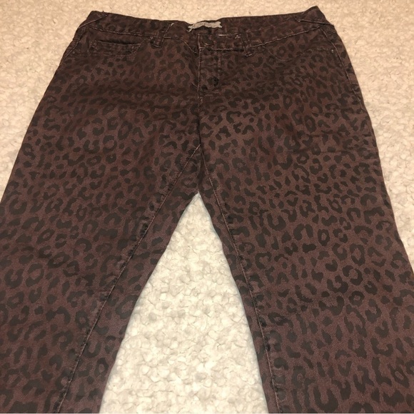 free People Womens Leopard Cheetah Print Stretch Crop Jeans Size 29 Brown 31x25 - Picture 2 of 11